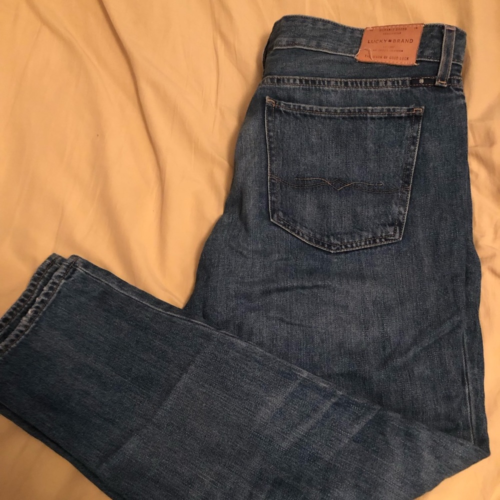 Lucky brand boyfriend cropped jeans
